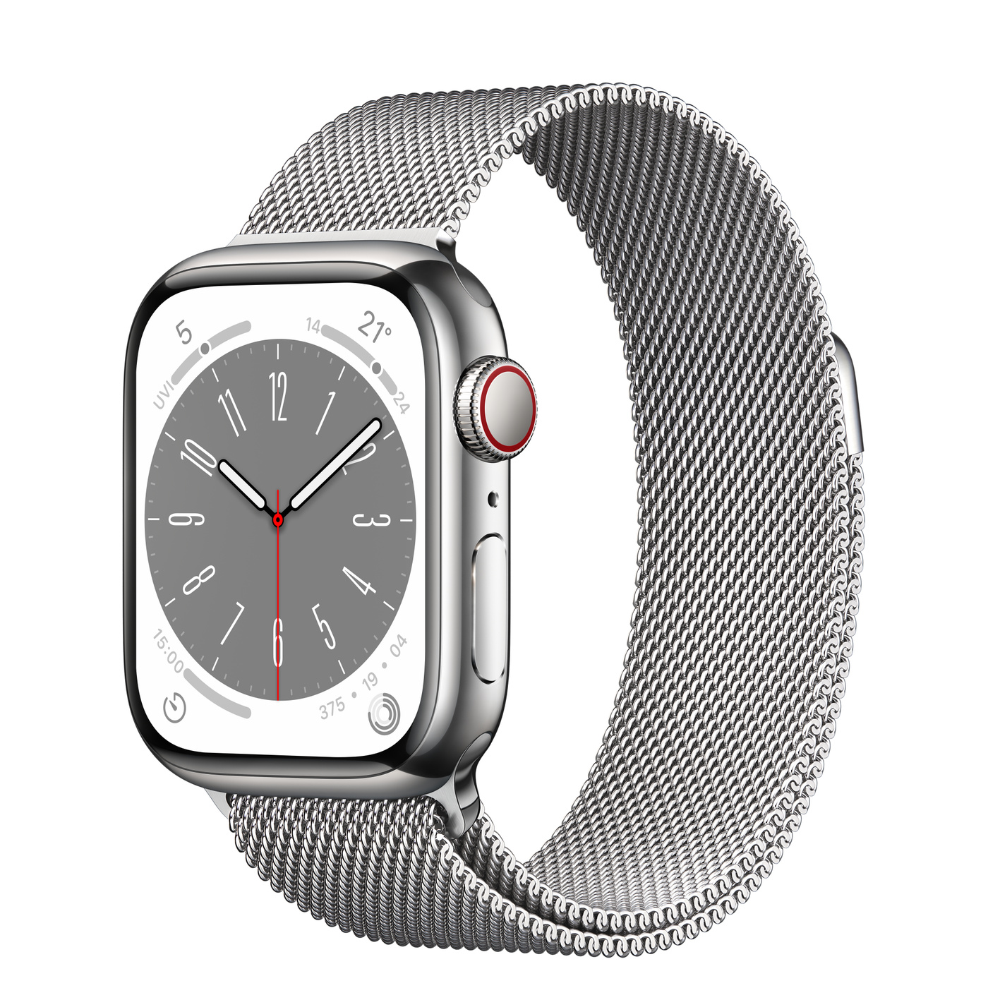 Apple Watch Series 8 Silver Stainless Steel Case with Milanese 