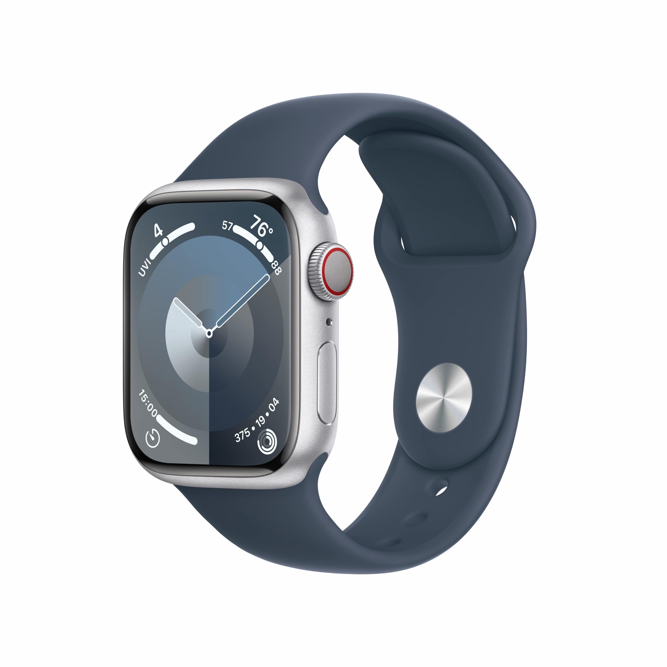 Apple Watch Series 9 Silver Aluminium Case with Storm Blue Sport Band iTronics